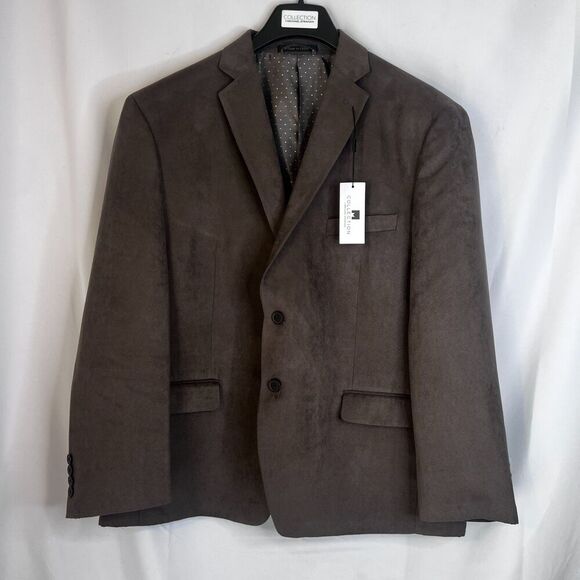 Michael Strahan NWT Brown Faux Suede Suit Coat Blazer Single Breasted Size 46S - Picture 5 of 11